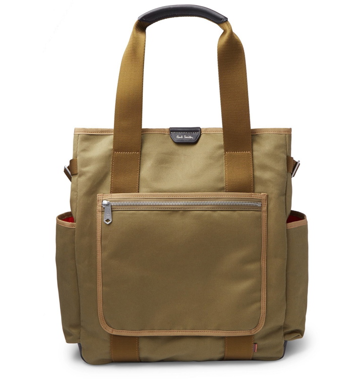 Photo: Paul Smith - Webbing and Leather-Trimmed Cotton-Canvas Tote Bag - Green