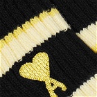 AMI Men's Heart Crew Sock in Black/Yellow