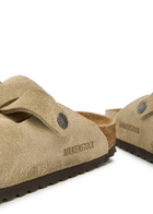 Birkenstock Boston Brushed Suede Sliders Taupe