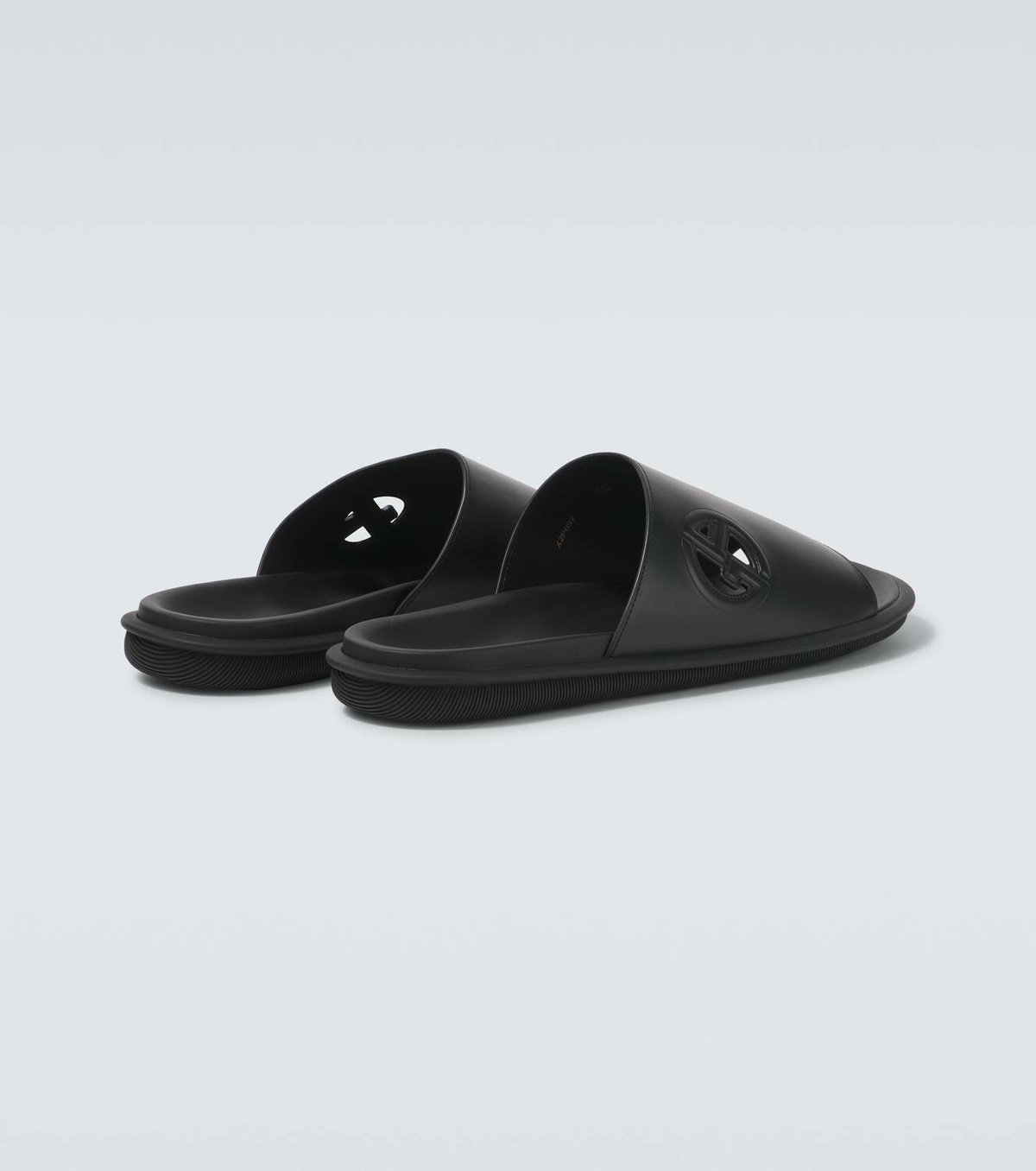 Giorgio Armani Logo embossed leather slides
