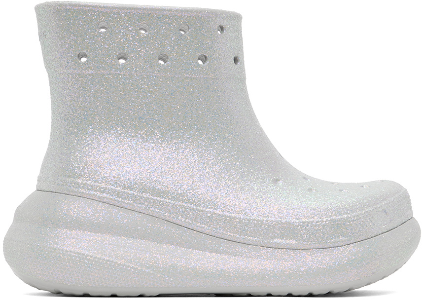Crocs White Crush Glitter Boots