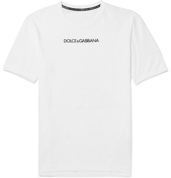 Photo: Dolce & Gabbana - Slim-Fit Embroidered Cotton-Jersey T-Shirt - Men - White