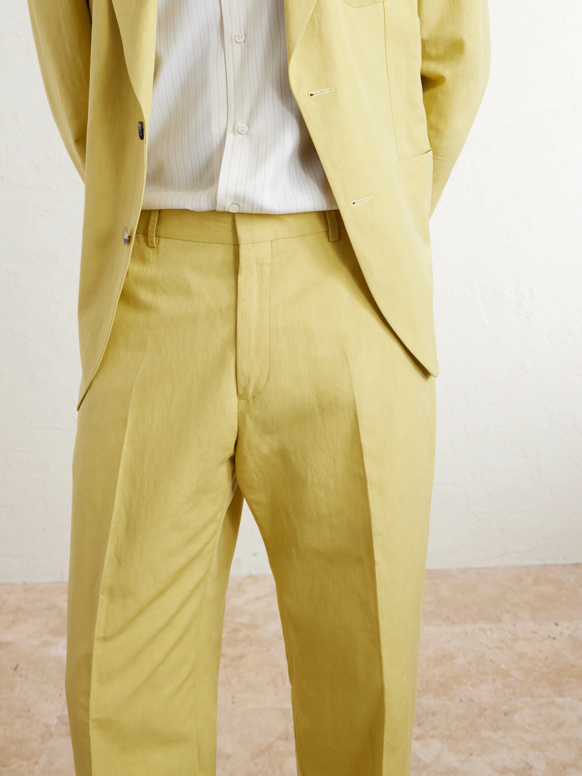 Paul Smith - Straight-Leg Cotton and Linen-Blend Suit Trousers - Yellow