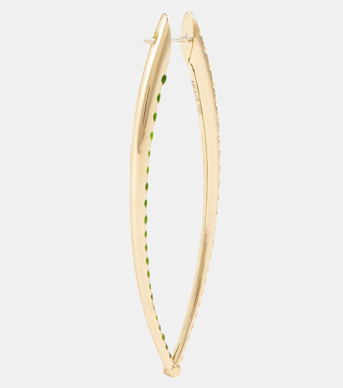 Melissa Kaye Cristina 18kt gold hoop earrings with diamonds and tsavorite garnets