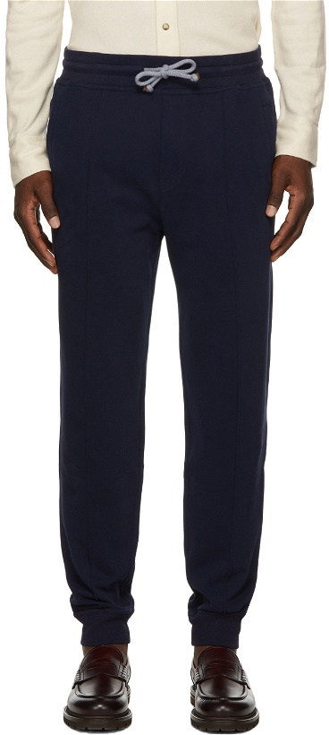 Photo: Brunello Cucinelli Navy Tapered Jogger Lounge Pants