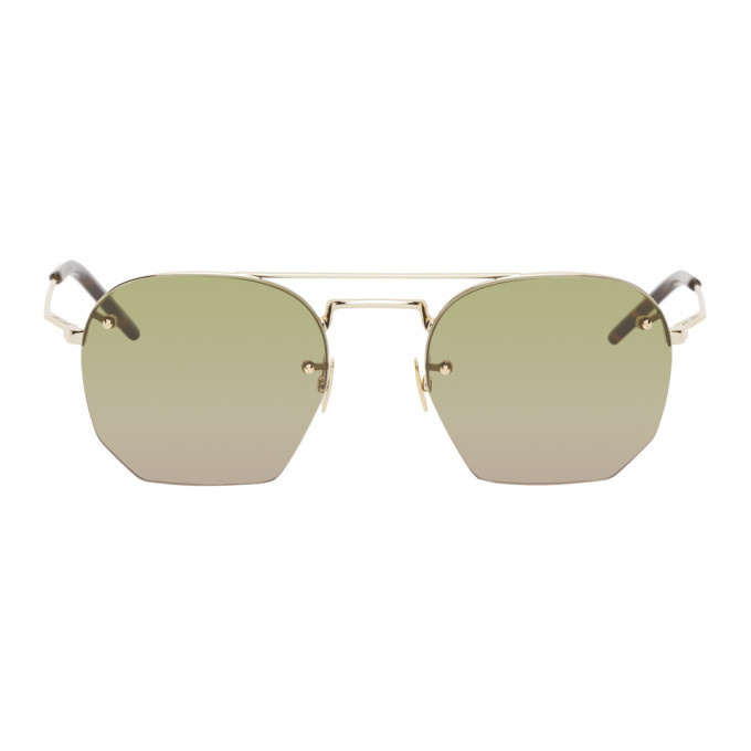 Photo: Saint Laurent Gold and Green SL 422 Sunglasses