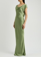 Norma Kamali Maria Satin Maxi Dress Mid Green