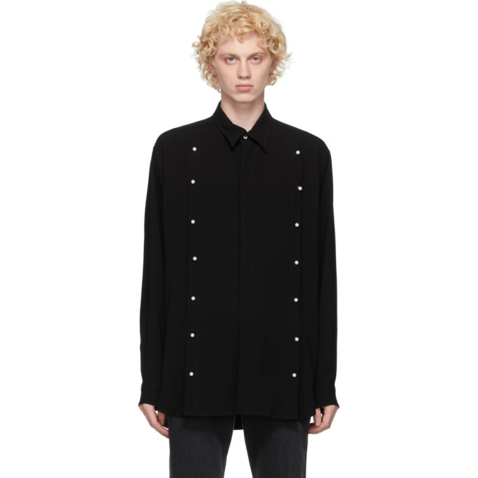 Johnlawrencesullivan Black Front Side Buttoned Shirt