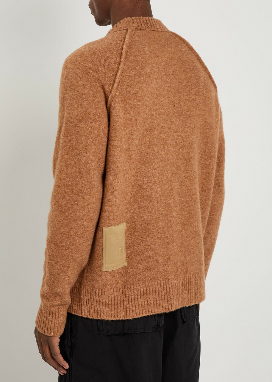 Ten C Maglieria Girocollo Brushed Wool-blend Jumper Brown