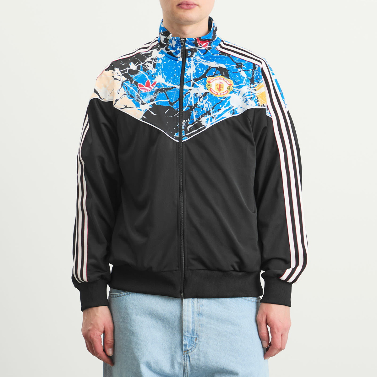 Adidas Men's x Stone Roses Manchester United Track Top in Black/Multicolor