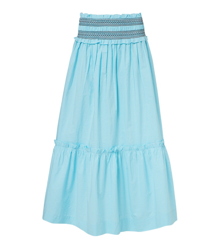 Photo: Ganni Embroidered gingham cotton poplin maxi skirt