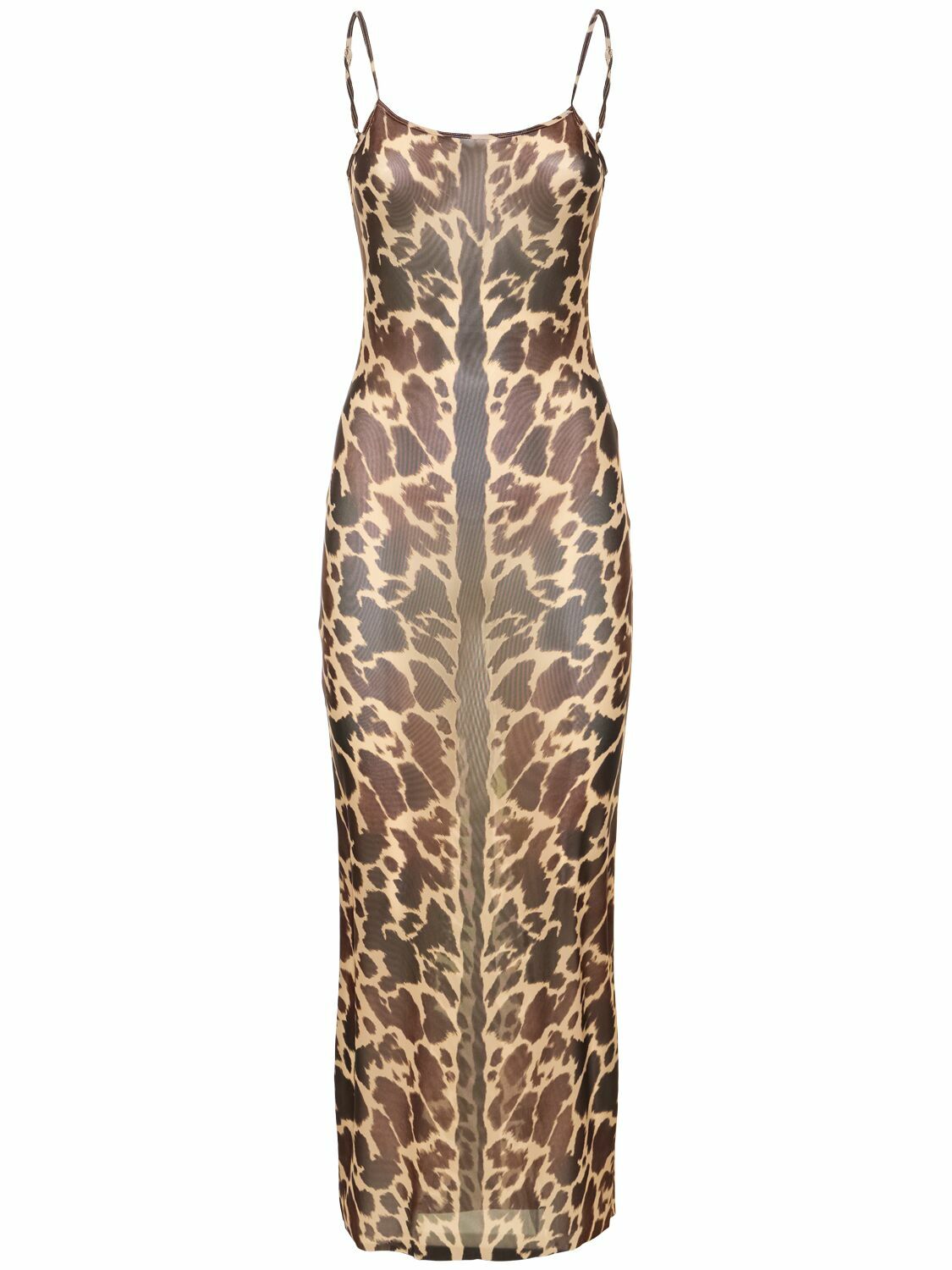 WEWOREWHAT Animal Print Scoop Neck Maxi Dress