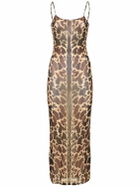 WEWOREWHAT Animal Print Scoop Neck Maxi Dress