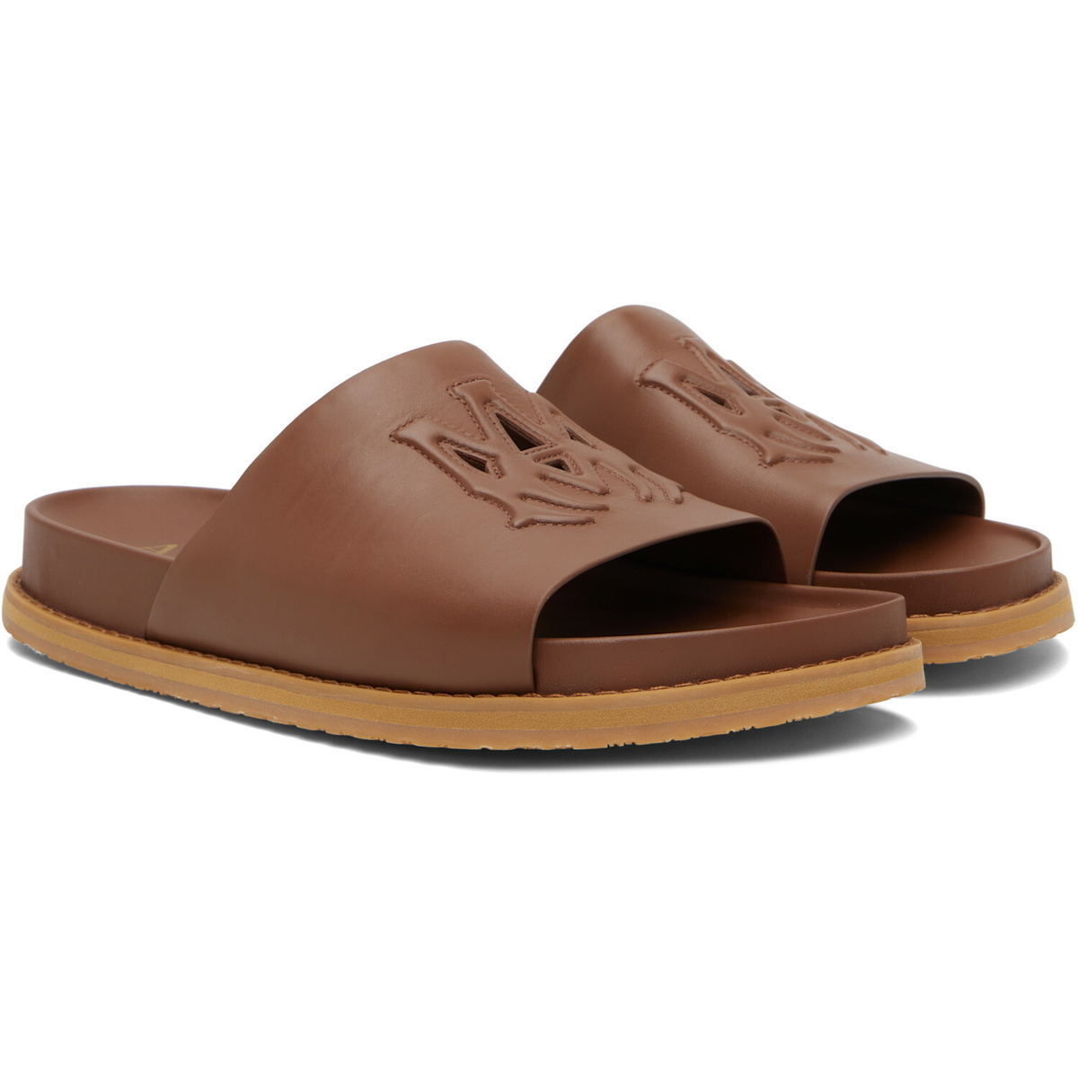 AMIRI Tan MA Leather Pool Slides