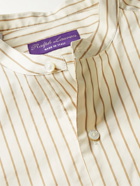 Ralph Lauren Purple label - Grandad-Collar Striped Cotton and Silk-Blend Poplin Shirt - Neutrals