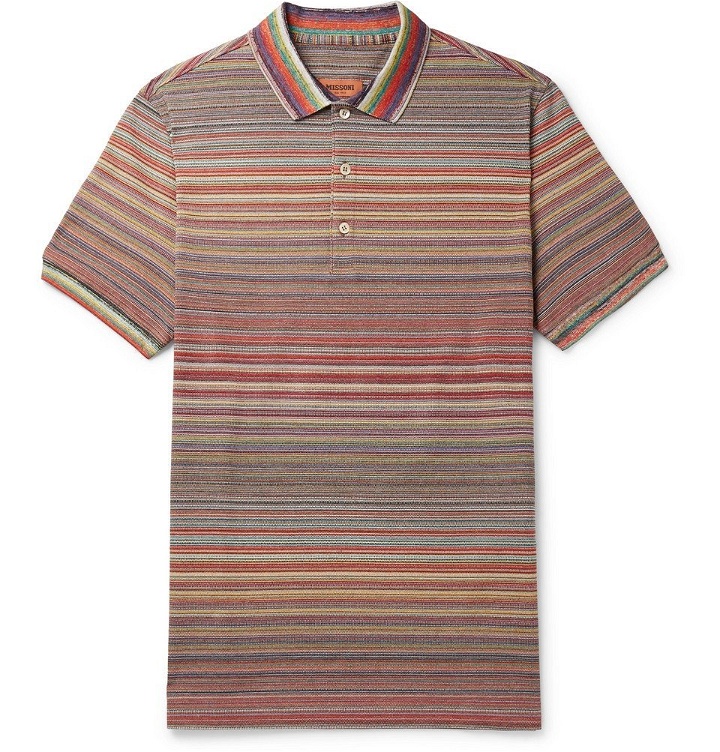 Photo: Missoni - Striped Knitted Cotton Polo Shirt - Multi