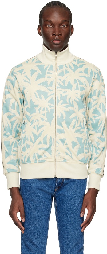 Photo: Palm Angels Blue & Off-White Palms Allover Track Jacket