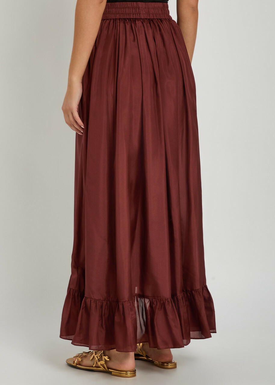Zimmermann Aster Silk Maxi Skirt Dark Red