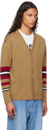 Moschino Brown Virgin Wool Striped Cardigan