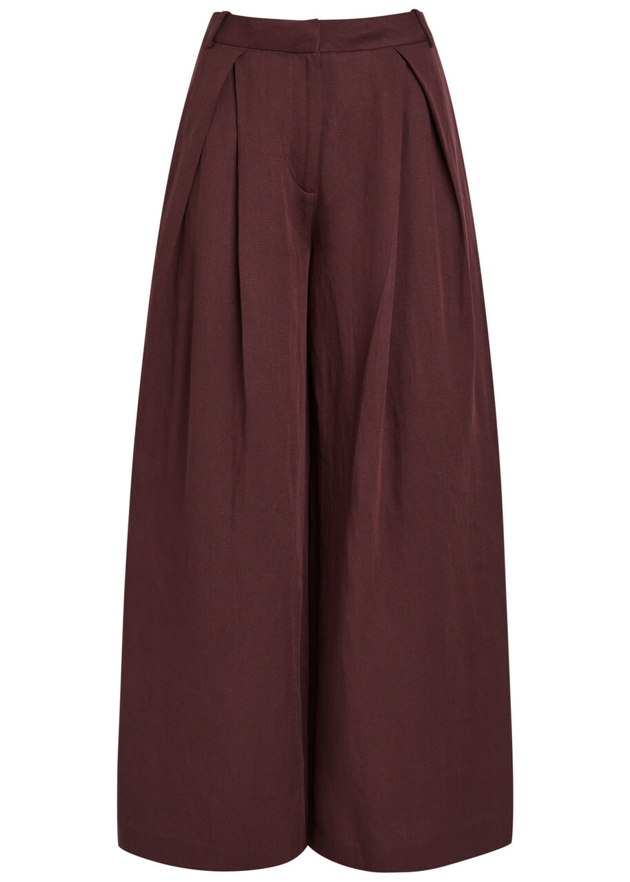 Faithfull The Brand Astrid Wide-leg Trousers Dark Red