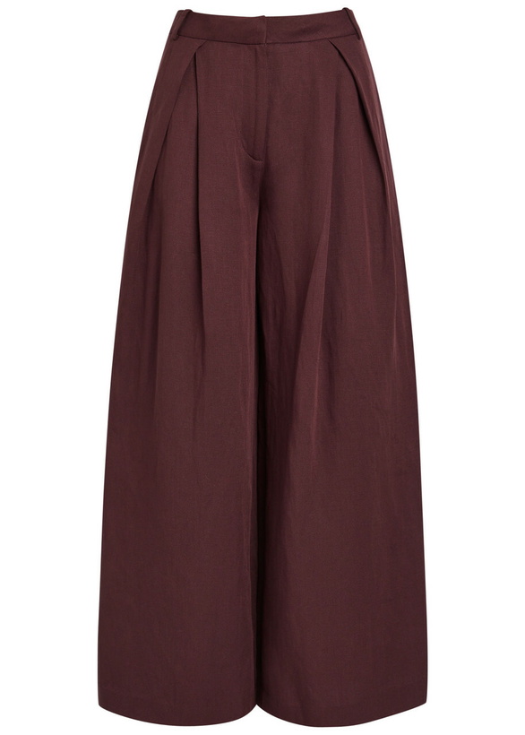 Photo: Faithfull The Brand Astrid Wide-leg Trousers Dark Red