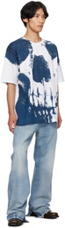 McQueen White & Blue Exploded Skull T-shirt