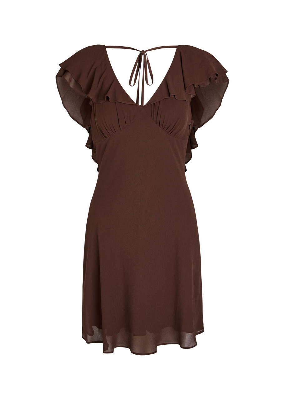 Reformation Ami Crepe Mini Dress Brown
