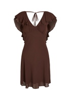 Reformation Ami Crepe Mini Dress Brown