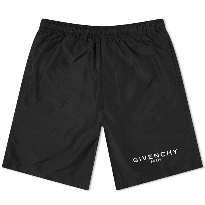 Photo: Givenchy Men's Logo Long Swim Short in Black
