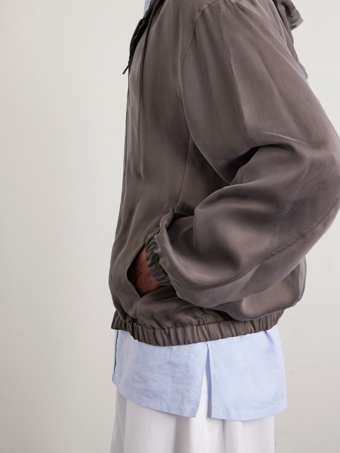 Amomento - Satin Hooded Jacket - Brown