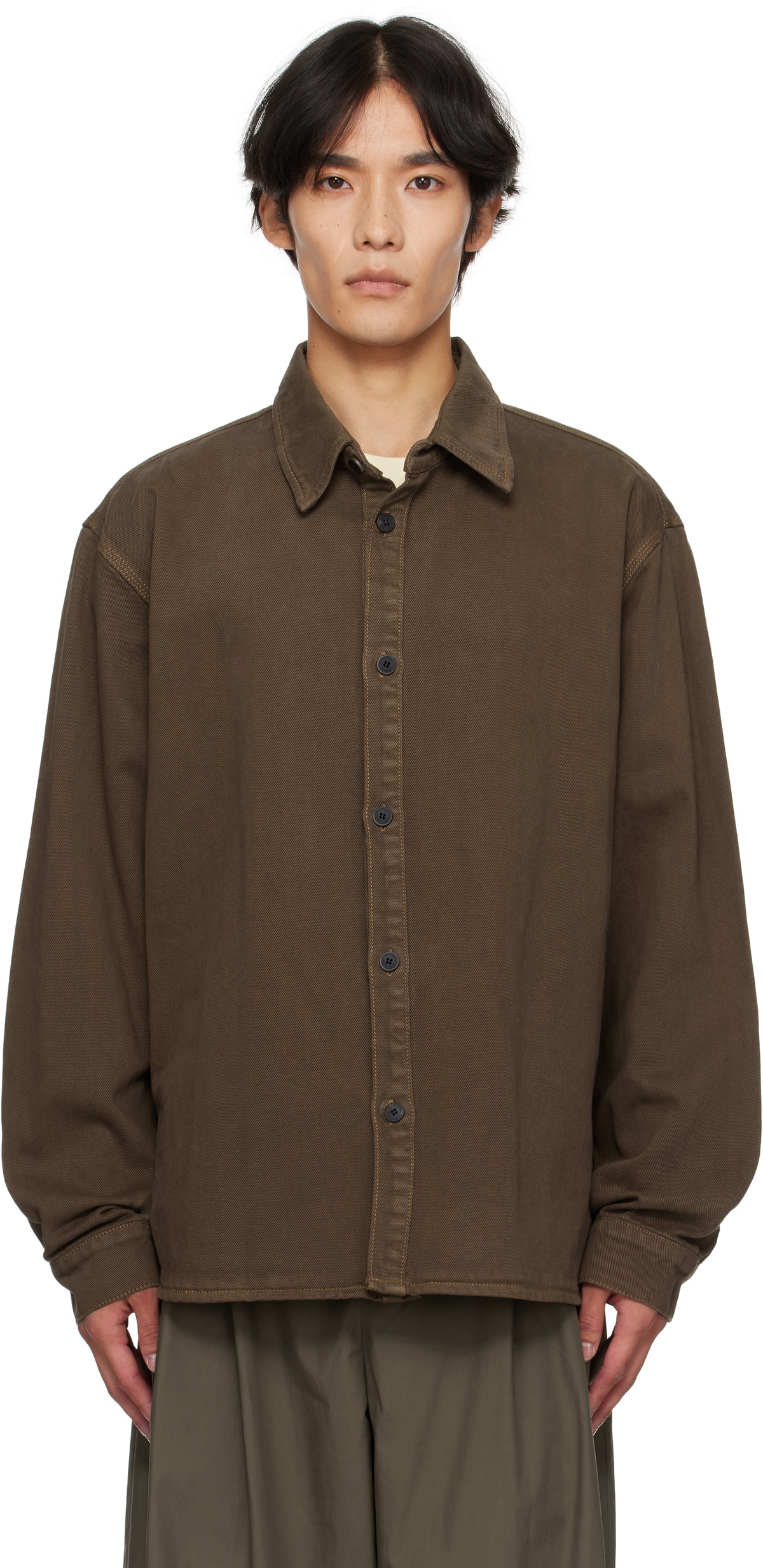 LE17SEPTEMBRE Brown Button Denim Shirt