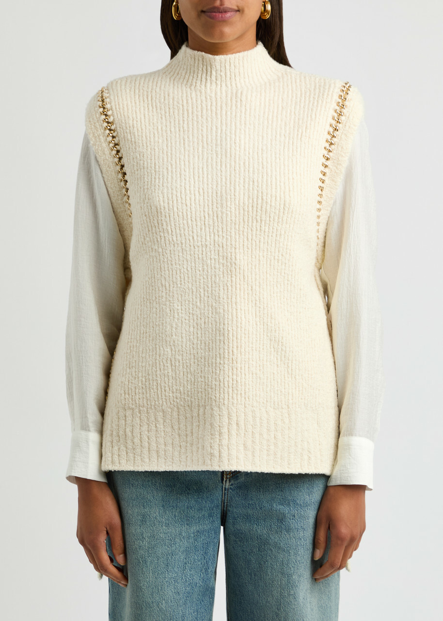 3.1 Phillip Lim Chain-embellished Wool-blend Vest Ivory