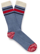 Thunders Love - Ribbed Striped Combed Cotton-Blend Socks