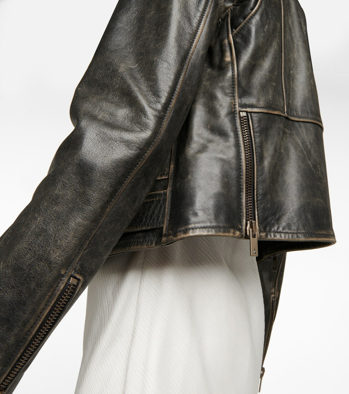 Golden Goose - Distressed leather biker jacket Golden Goose