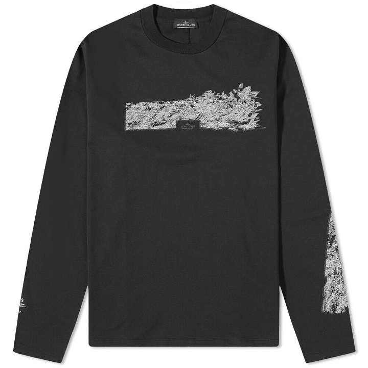 Photo: Stone Island Shadow Project Men's Long Sleeve Neo Floral T-Shirt in Black