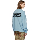 Amiri Blue Cashmere Teddy Patch Sweater