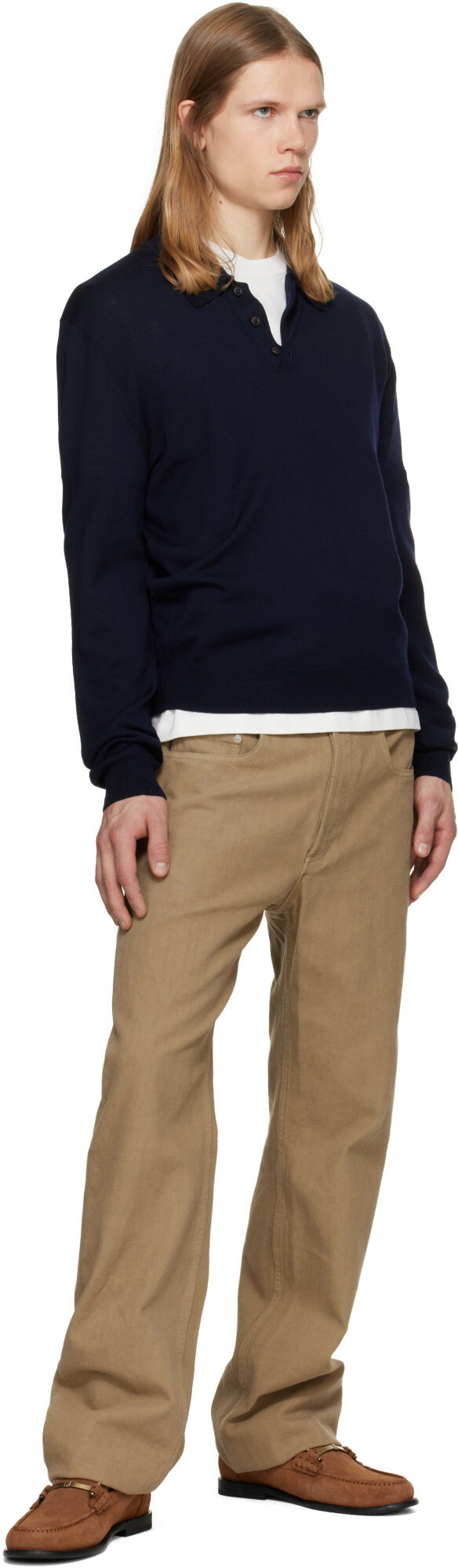 A.P.C. Navy Riou Wool Polo