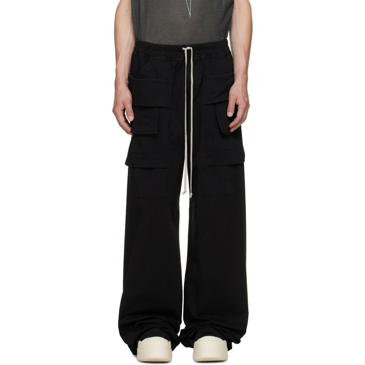 Photo: Rick Owens DRKSHDW Black Tower Creatch Wide Cargo Drawstring Pants