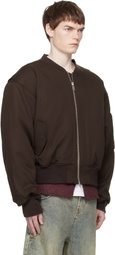 Entire Studios Brown Cropped Broad Bomber Jacket