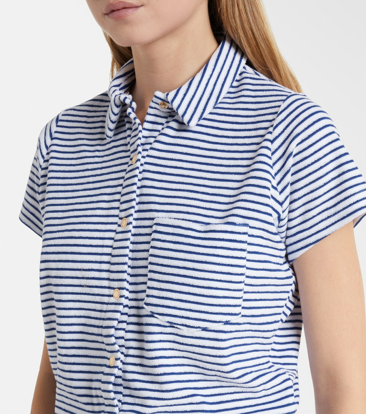 Melissa Odabash Cheryl striped cotton-blend romper