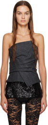 Puppets and Puppets Gray & Black Wrap Camisole