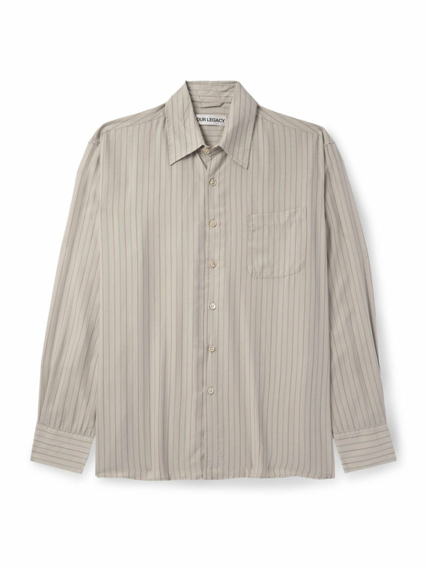 Photo: Our Legacy - Above Oversized Striped TENCEL™ Lyocell Shirt - Neutrals