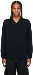 Moncler Navy Cashmere V-Neck Sweater