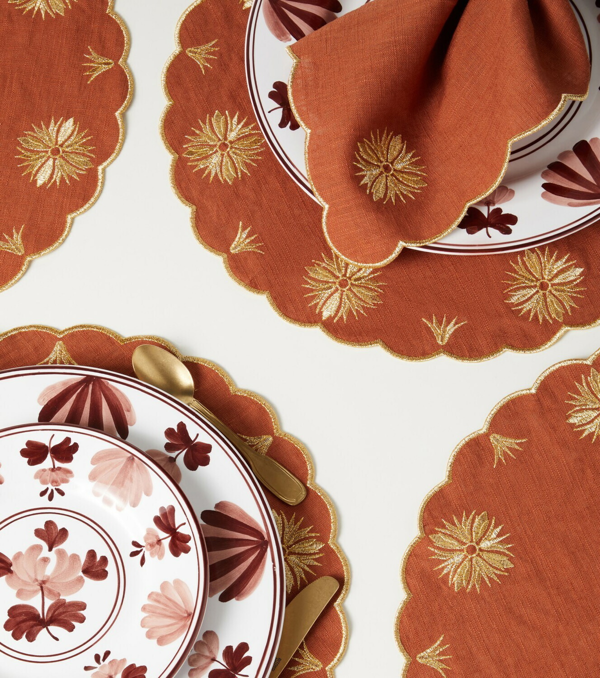 Cabana Terracotta set of 2 linen and cotton placemats