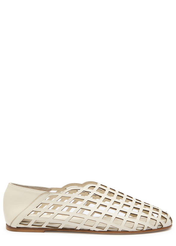 Photo: Gia Borghini Peek-a-boo Leather Ballerina Flats White