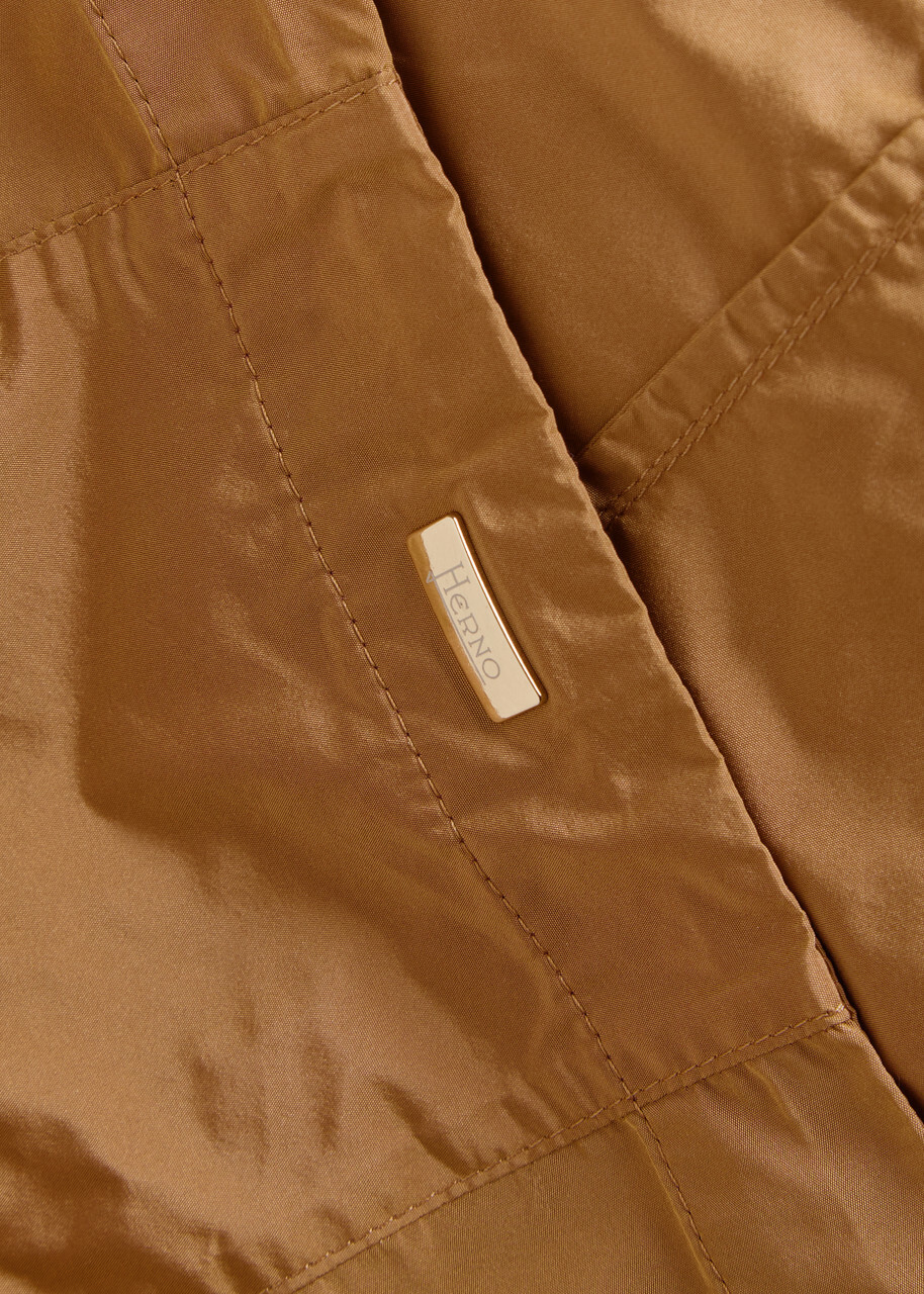 Herno Panelled Padded Hooded Shell Jacket Camel