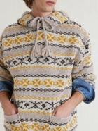KAPITAL - Yellowknife Fair Isle Wool Hoodie - Yellow