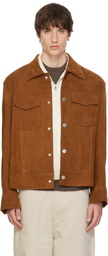 AMI Paris Tan Leather Trucker Jacket