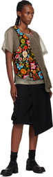 Comme des Garçons Homme Plus Khaki & Black Velvet Floral Pattern Embroidery Vest