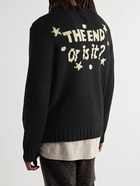 The Elder Statesman - LAND Gallery World is Safe Intarsia Cashmere Sweater - Black